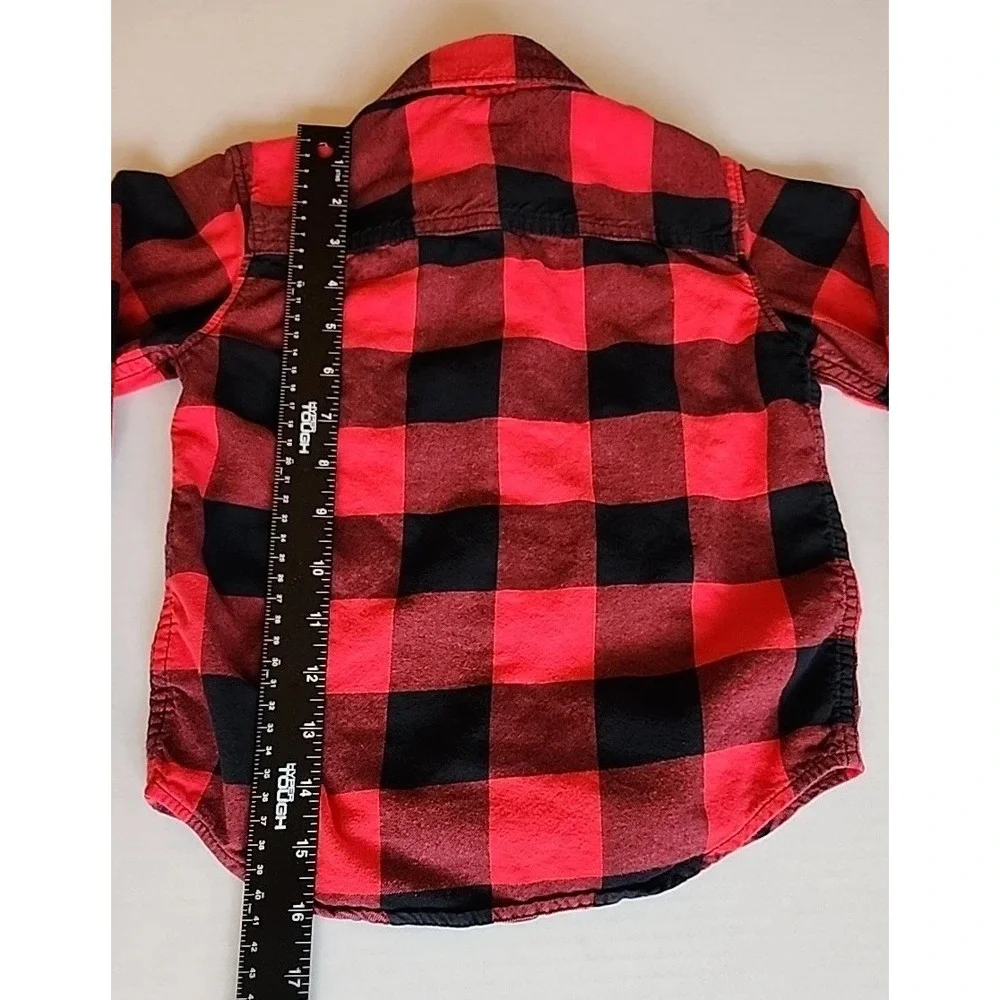 Carters Flannel Button Up Shirt Buffalo Plaid Red Black Toddler Boy 4T